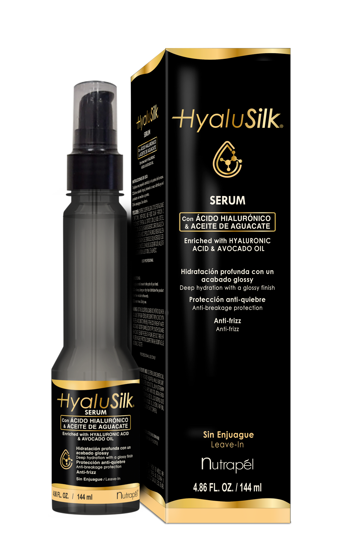 Nutrapel HYALUSILK Capilar Serum Enriched with Hyaluronic Acid & Avocado Oil 4.86 fl oz / 144ml