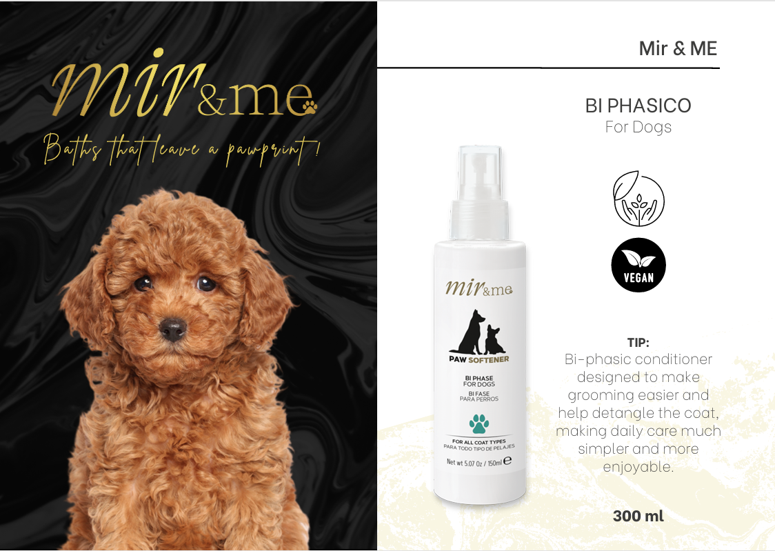 MIR&ME Paw Softener Bi‑Phase Leave‑In Conditioner for Dogs – Detangling & Hydrating Spray with Red Algae – Easy Brushing & Moisture Boost – 150 ml
