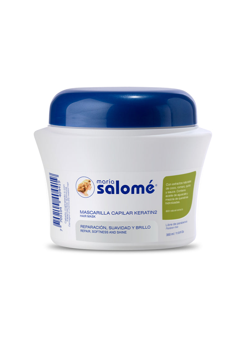 Maria Salome Keratin Hair Mask Repairing and Conditioning Mascarilla Capilar Keratin 2 Doble Reparacion 11.8oz-350ml