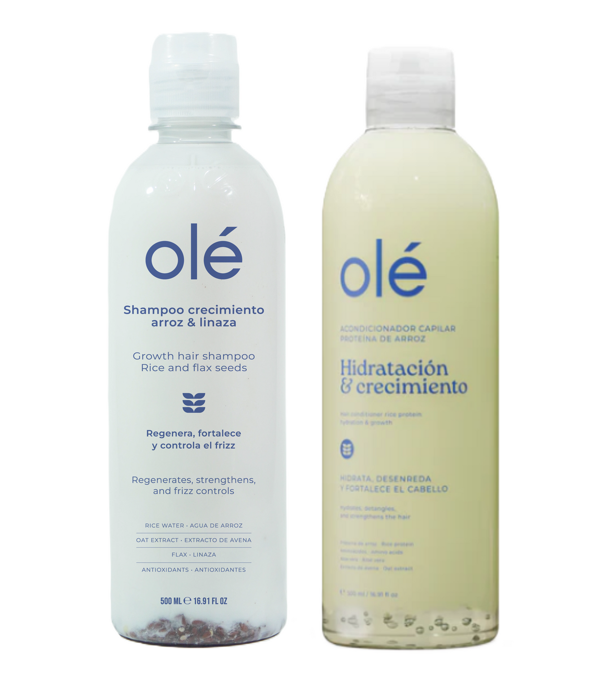 OLÉ Rice Protein Shampoo & Conditioner Set – Revitalizing, Hydrating & Anti‑Frizz Formula | With Rice Water, Oats, Flaxseed, Oats, Flaxseed & Amino Acids