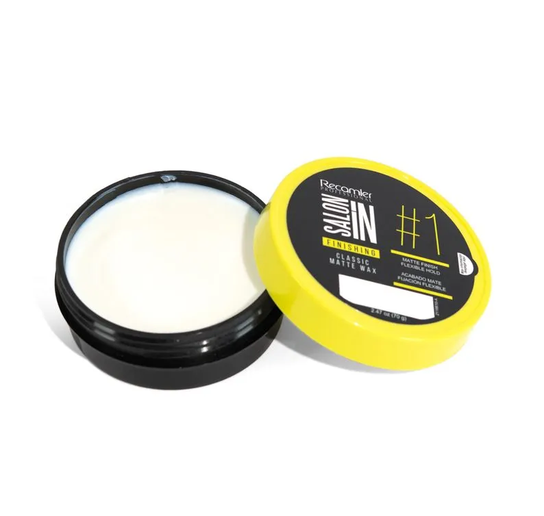 SalonIn Recamier Wax Matte Finishing and Styling Hair | Saloon in Cera Mate Para El Cabello Profesional 2.5 Ounces - 75 Grams
