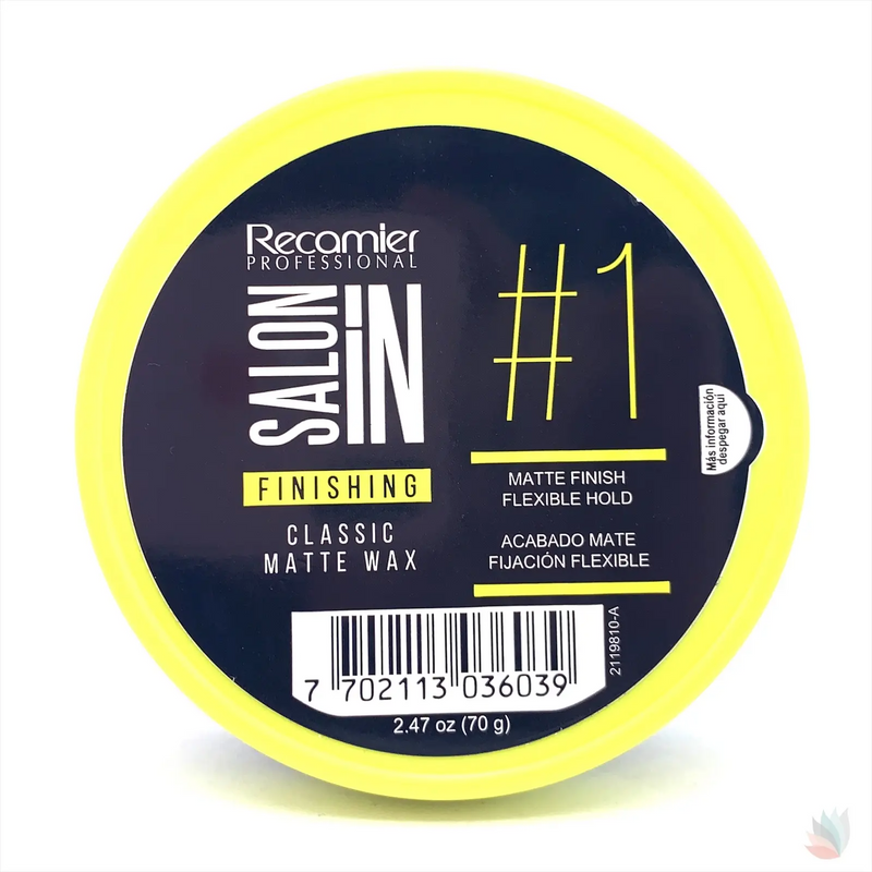 SalonIn Recamier Wax Matte Finishing and Styling Hair | Saloon in Cera Mate Para El Cabello Profesional 2.5 Ounces - 75 Grams