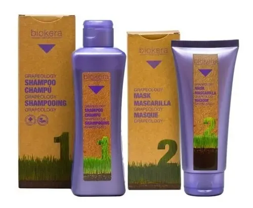 SALERM - Nourishing Hair Shampo and Mask Bundle - Grapeology Biokera Natura - For White or Bleached Hair - Grape Seed Oil - Nourishes and Hydrates Hair - Helps Mantain Color Brightness