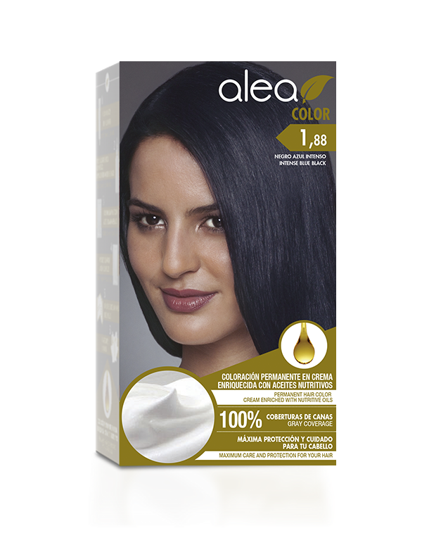 Alea Hair Color Cream Kit #1.88 Intense Blue Black - Negro Azul Intenso | Enriched with Nutritive Oils 100% Gray Cover