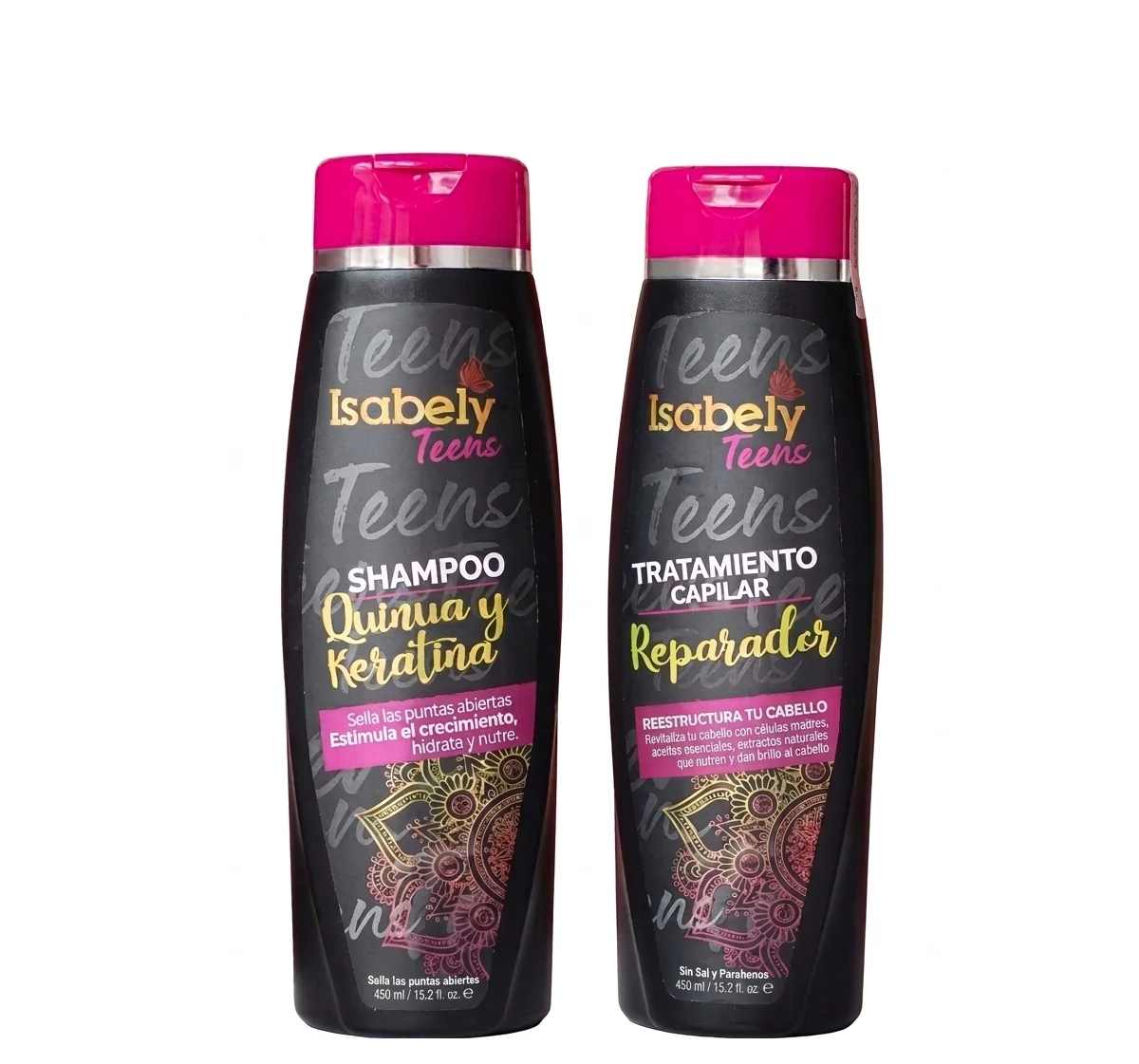 Isabely Teens 2-Piece Hair Care Duo Kit – Gentle Shampoo (15.2 fl oz / 450 ml) + Leave-In Conditioner (15.2 fl oz / 450 ml) with Quinoa, Keratin, Stem Cells & Essential Oils | Hydrating & Detangling Routine for Youthful Hair