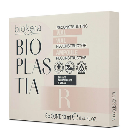 SALERM Biokera Bioplastia Reconstructing Ampoules – 6 x 13 ml – Intensive Hair Repair Treatment with Keratin & Botanical Extracts – Strengthens, Rebuilds & Restores Damaged Hair