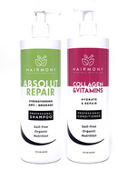 Hairmony Professional Hair Kit for Strengthening & Damaged Hair, Absolute Repair Shampoo + Collagen & Vitamins Conditioner - Kit Shampoo Absolute Repair y Acondionador de Colageno y Vitaminas para el cabello