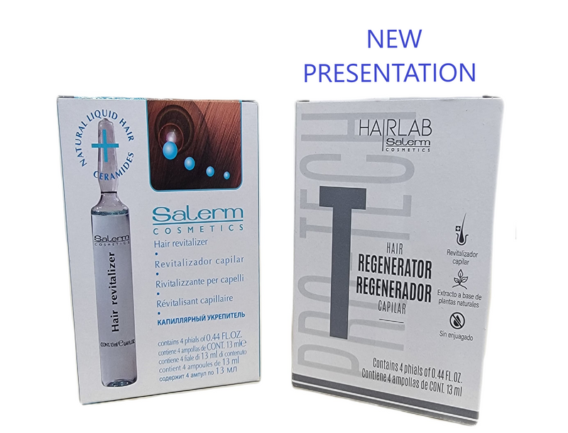 Salerm Cosmetics Hair Scalp Revitalizer Natural Liquid Hair Ceramides - box of 4 vials (0.44oz ea)
