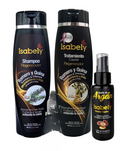 Isabely Ultra Growth & Shine 3-PIECE Kit – Strengthening Routine System with Rosemary, Quinine, Cegaba & Argan Oil  – Shampoo + Regenerating Treatment + Argan Oil