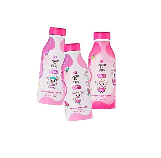 Leche Pal Pelo Kids Kit - Travel Size - Shampoo + Conditioner + Styling Cream (250ml each)