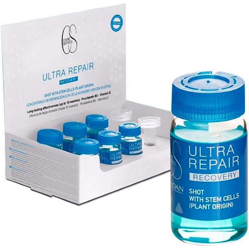 Lendan Care Series Ultra Repair Hair Recovery Shot with Stem Cells (Plant Origin), 6 Ampoules of 0.34fl.oz - Concetrado de Reparación con Células Madre (Origen Vegetal)