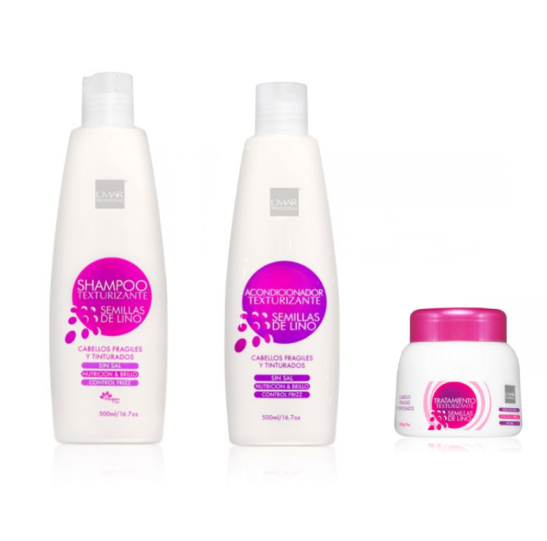 L'MAR Professional Hair Shampoo, Conditioner and Treatment with Flax Seeds for Fragile and dyed Hair | L'mar Semillas de Lino Linea para Cabello Tinturado