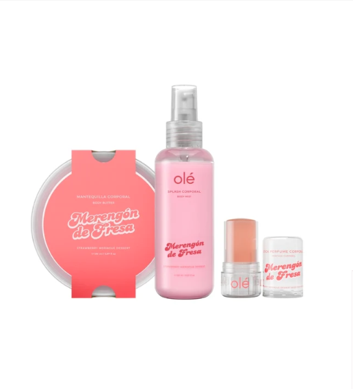 Olé Capilar Strawberry Merengón Body Care Pack – Body Butter, Body Splash & Jelly Perfume | Fruity & Creamy Fragrance | Hydration, Freshness & Sweet Aroma