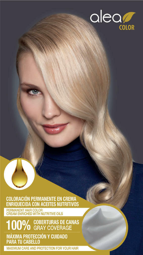 Alea Permanent Hair Color Cream Kit #8 Light Blond - Rubio Claro | Enriched with Nutritive Oils 100% Gray Cover