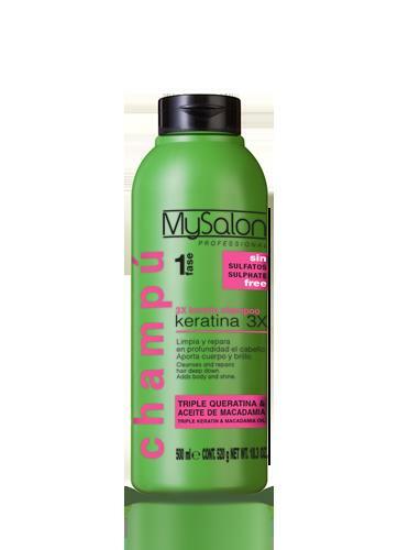 Mysalon Professional 3X Keratin Hair Shampoo  and Mask kit - 8.2oz Msk / 18.3Fl.oz Sh - Triple Keratin and Macadamia Oil