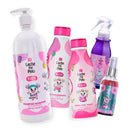 Leche Pal Pelo MEGAKIDS Kit: Shampoo + Conditioner + Styling Cream (Leave-in Conditioner) + Detangler Spay + Hair Splash SLS Free - Vegan - Abyssinian, Coconut & Jojoba