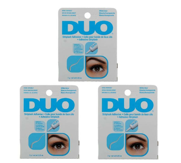 Duo Striplash Adhesive White/Clear, for Strip False Eyelash, 0.25 oz, 3-Pack - Addhesivo Striplash blanco/transparente