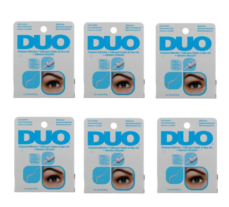 Duo Striplash Adhesive White/Clear, for Strip False Eyelash, 0.25 oz, 6-Pack - Addhesivo Striplash blanco/transparente