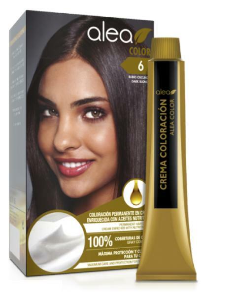 Alea Hair Color Cream Kit #6 Dark Blond | Permanent Hair Dye - Argan and Macadamia Oil - 100% Gray Coverage