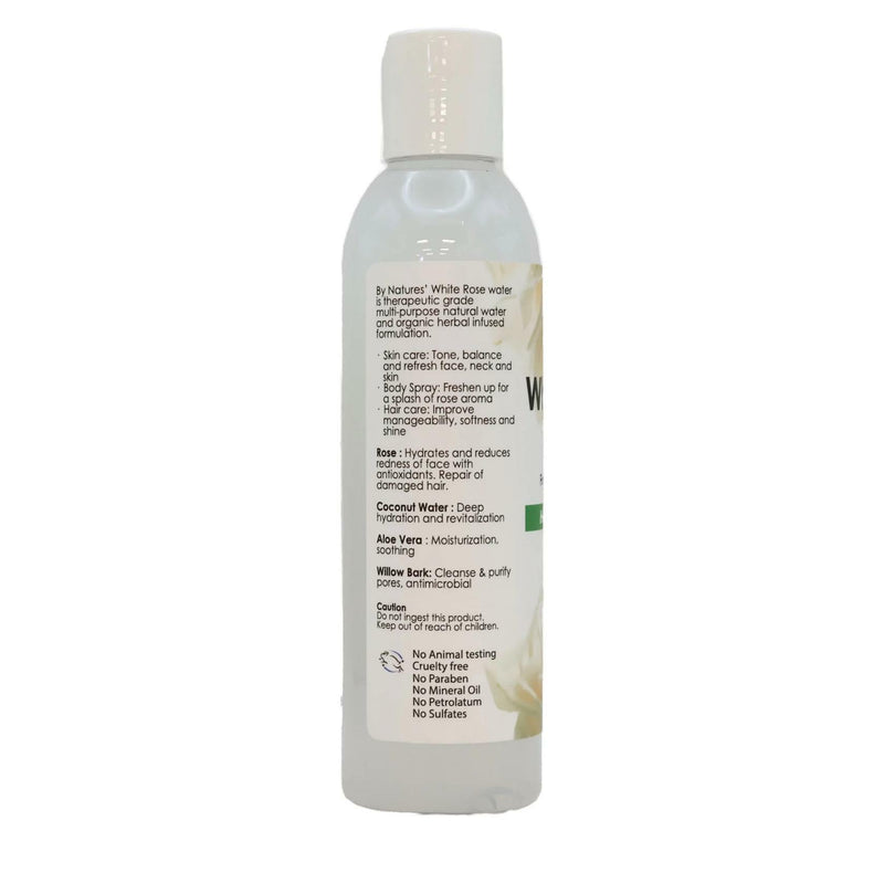 By Natures Herbal & Organic White Rose Water For Face Skin and Hair 6oz