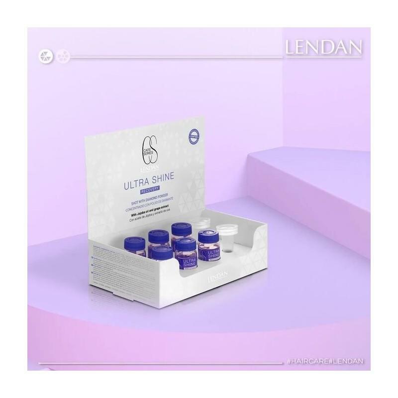 Lendan Care Series Ultra Recovery KIT, Set of 1 Box of Ultra Repair Shots + 1 Box of Ultra Shine Shots, 6 Ampoules of 0.34fl.oz Each Box - Kit Concentrado de Reparación y Brillo