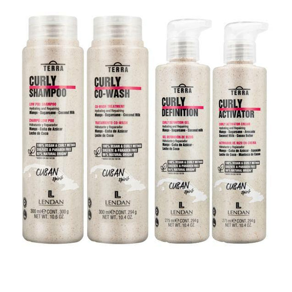 Lendan Curly Cuban Spirit 4-PIECE KIT by Terra with Low Poo Shampoo 10