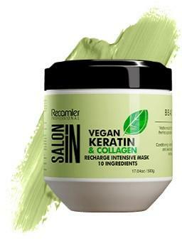 RECAMIER PROFESSIONAL SALON IN Vegan Keratin & Collagen Line 3-PIECE HAIR KIT with Shampoo 33.8 fl.oz. + Conditioner 33.8 fl.oz.+ Recharge Intensive Mask 17.6oz.