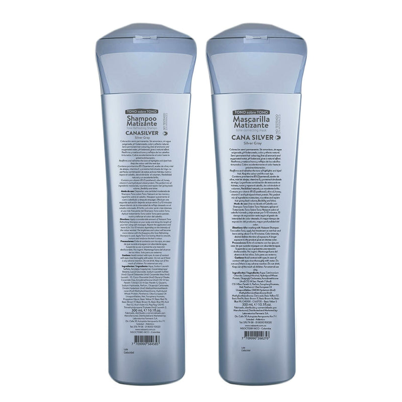 Naissant Professional Silver Grey - Cana Silver Matiz Hair Color Intensifier and Tone Corrector. - Shampoo/Mask Bundle