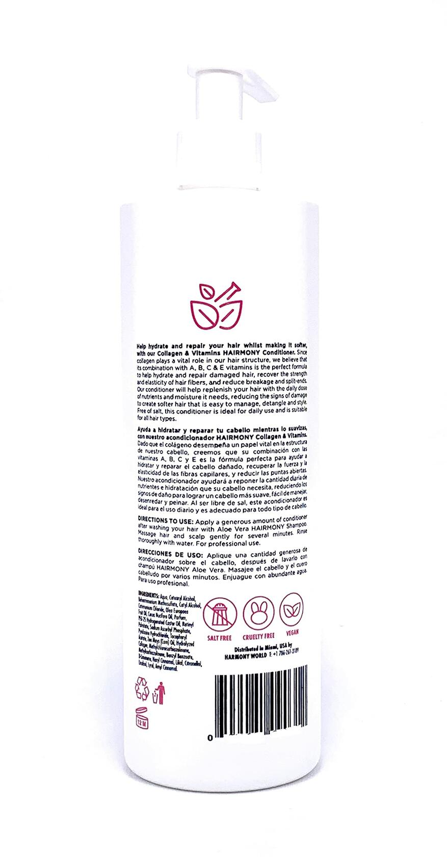 Hairmony Professional Hair Kit for Post-Keratin & Color Care, Aloe Vera Shampoo + Collagen & Vitamins Conditioner - Kit Shampoo Aloe Vera y Acondionador de Colageno y Vitaminas para el cabello