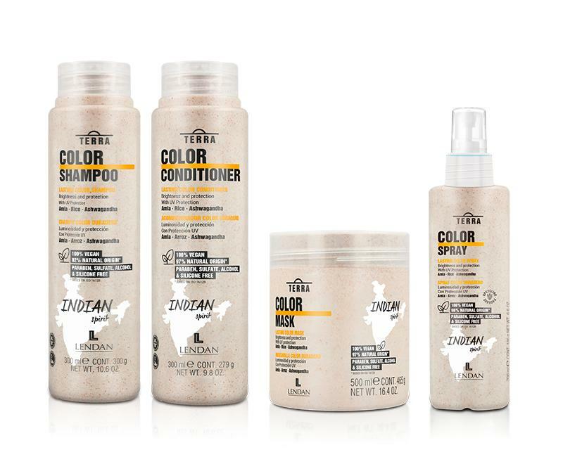 Lendan - Colored Hair Kit - Terra Indian Spirit Color Shampoo 300 ml + Conditioner 300 ml + Mask 500 ml + Spray 200 ml