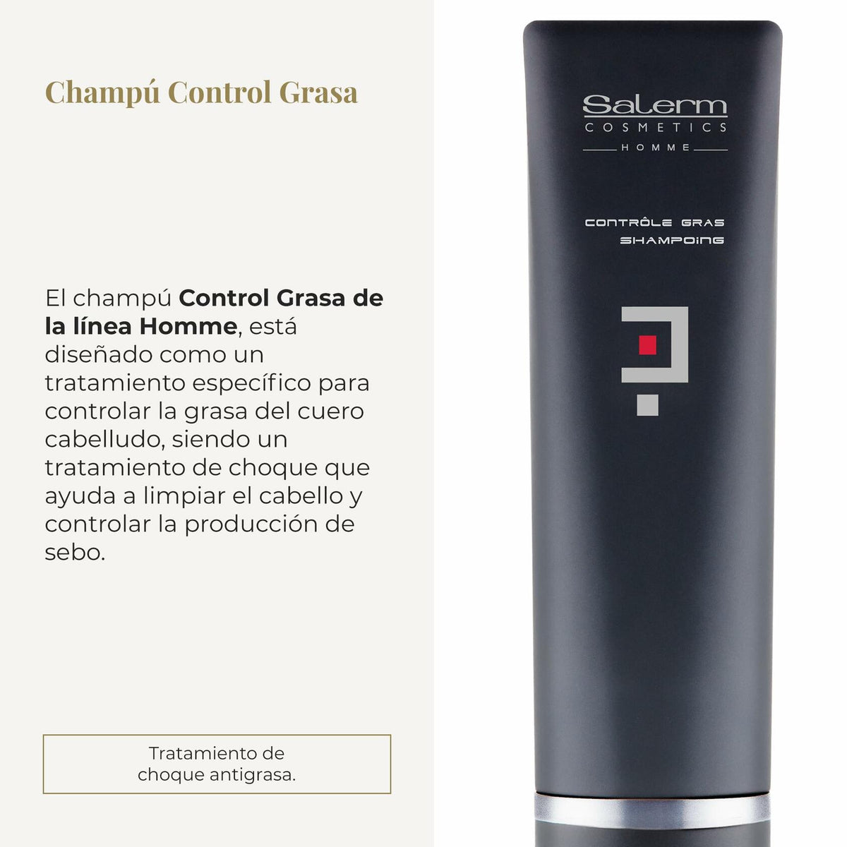 SALERM - Shampoo for Oily Hair - Homme Controle Gras Shampoo - 250 ml - Cleans Hair - Mantain a Clean and Balanced Look - Lightweight Refreshing Formula