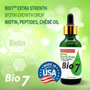 BIO7 BIOTIN GROWTH DROP EXTRA STRENGTH WITH BIOTIN, PEPTIDES, CHEBE OIL � 2 Fl Oz - Helps Hair Appear Visibly Thicker, Longer, and Healthier, Improves the Appearance of Hair Thinning, Moisturizes and Conditions Scalp For Itchy Scalp Relief