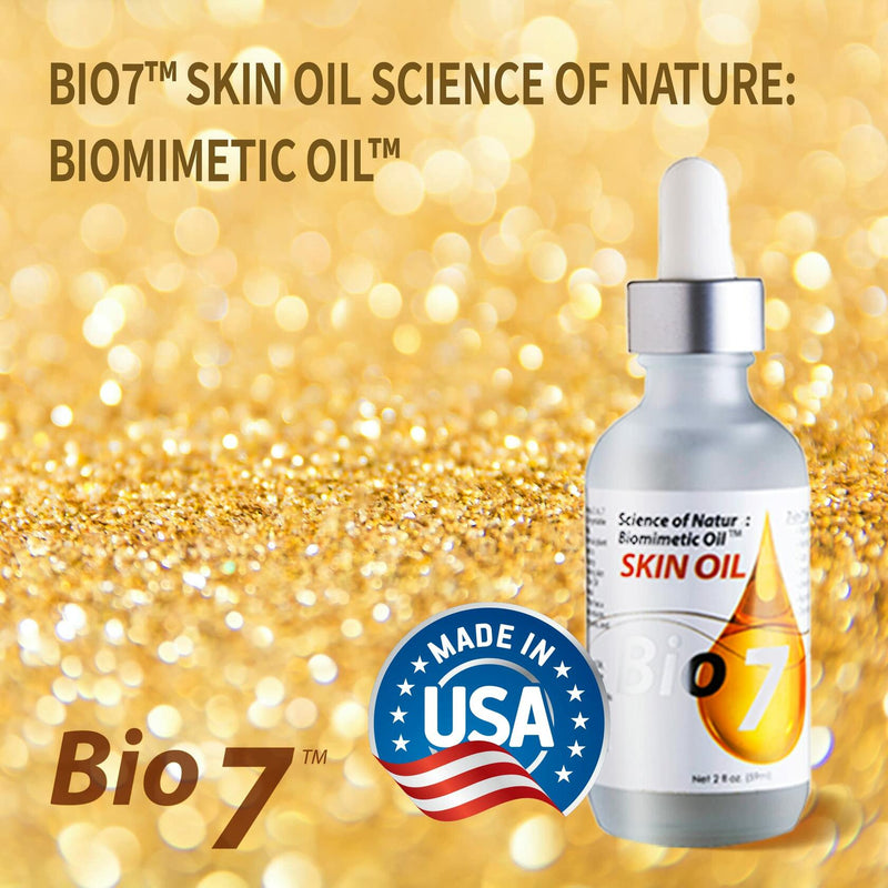 BIO7 SKIN OIL SCIENCE OF NATURE: BIOMIMETIC OIL - 2 Fl Oz (2 Pack) - Reduce Appearance Of Wrinkle, Fine Lines, Acne & Blemishes, Counteract The Visible Signs of Anti-Aging, Prevent Dryness, Improve Uneven Skin Tone, Dullness, Pores By Natures