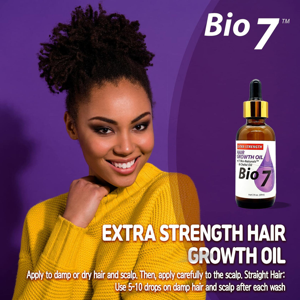 BIO7 EXTRA STRENGTH HAIR GROWTH OIL W/ 7 BIO-NATURALS CH�B� OIL � 2 Fl Oz � Strengthen, Thicken and Grow Your Hair, Condition Your Scalp, Prevent Hair Breakage, Supply Valuable Nutrients To Hair and Scalp, Increase Blood Flow To The Scalp � By Natures