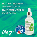 BIO7 BIOTIN GROWTH DROP INFUSED BIOMIMETIC SIGNAL PEPTIDE – 2 Fl Oz  (2 Pack) – Improve the Appearance of Hair Loss By Looking Visibly Longer, Thicker, Boost Follicle Growth – By Natures