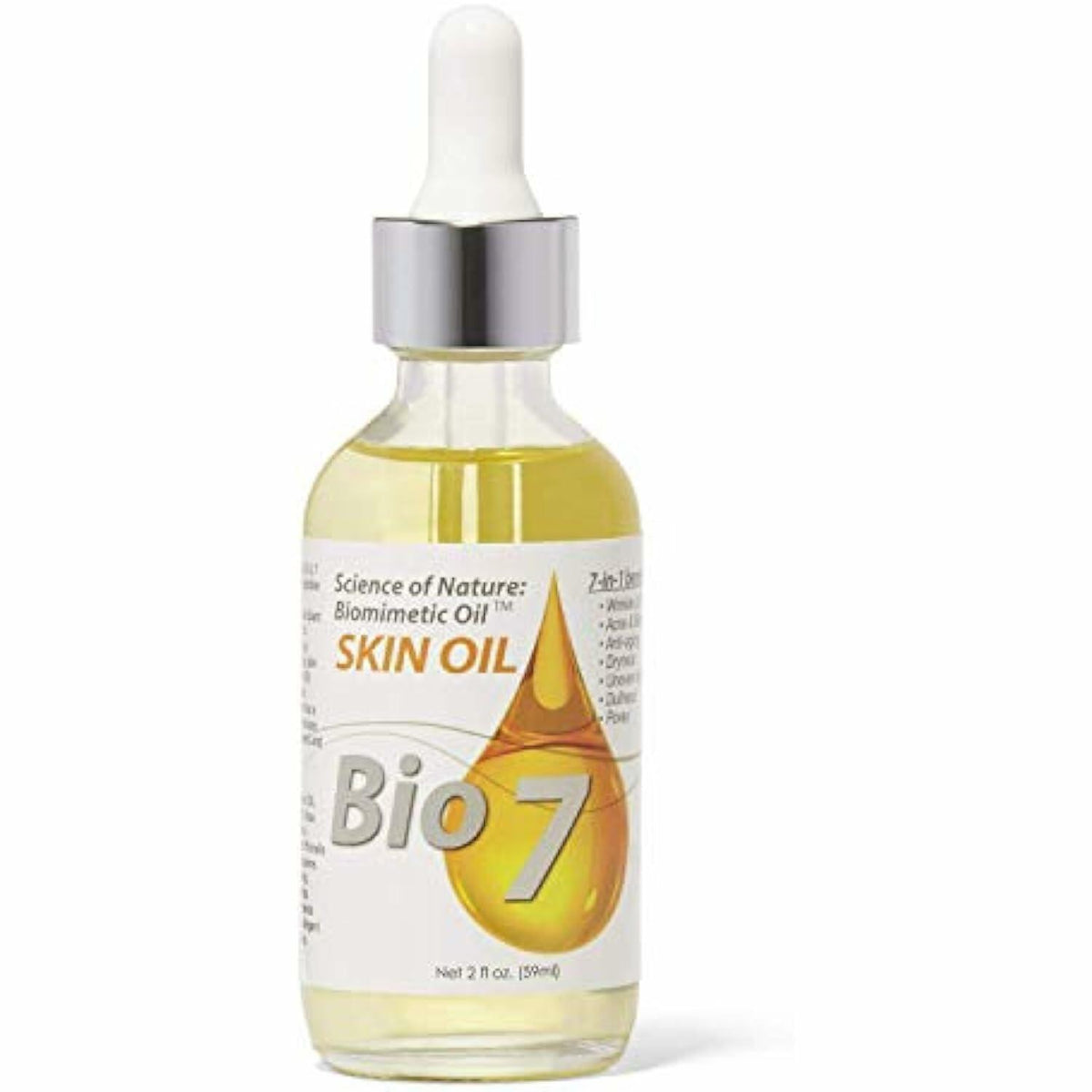 BIO7 SKIN OIL SCIENCE OF NATURE: BIOMIMETIC OIL - 2 Fl Oz (2 Pack) - Reduce Appearance Of Wrinkle, Fine Lines, Acne & Blemishes, Counteract The Visible Signs of Anti-Aging, Prevent Dryness, Improve Uneven Skin Tone, Dullness, Pores By Natures