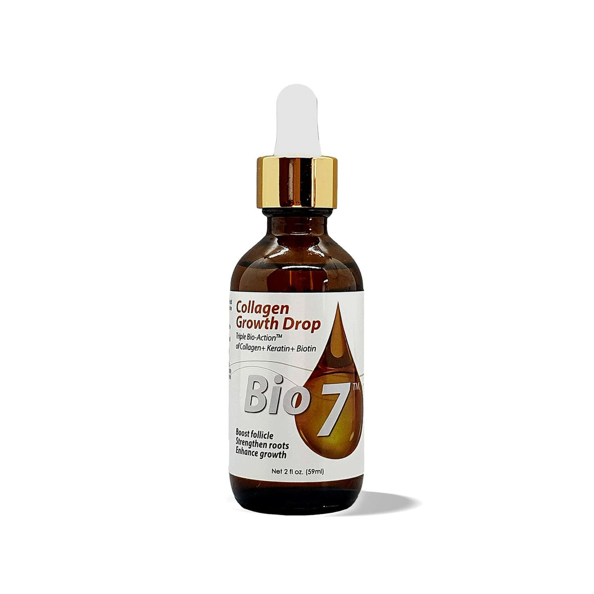 BIO7 COLLAGEN HAIR GROWTH DROP TRIPLE BIO-ACTION OF COLLAGEN + KERATIN + BIOTIN - 2 Fl Oz (2 Pack) - Boost Follicle, Strengthen roots, Enhance Hair Growth, Repair and Grow Damaged Hair, Improve Hair Density, Strengthens Hair Shaft - Keratin, By Natures