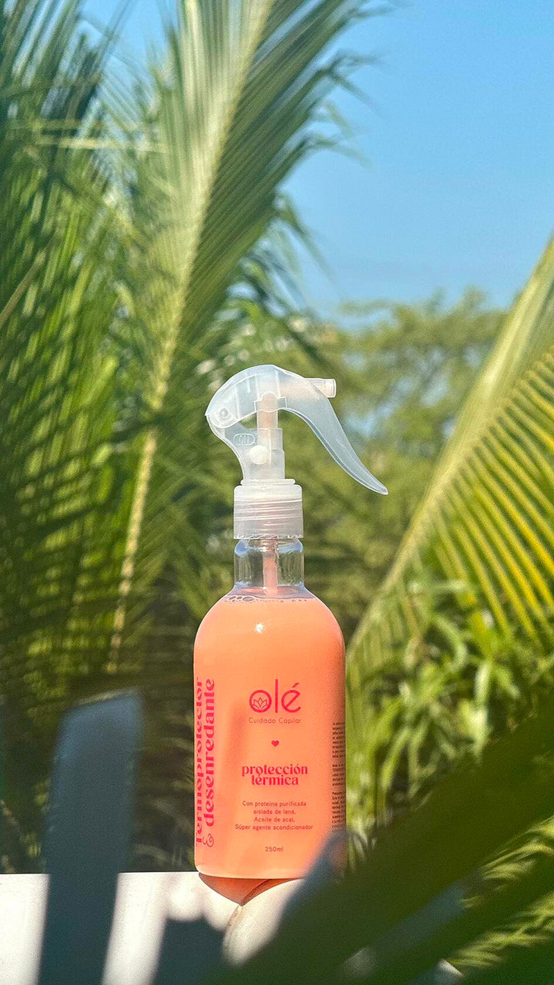 OLÉ Color-Protective Hair 5 Piece Pack - Fruit Mix Shampoo + Mango Butter & Tangerine Conditioner + Detangling Thermo protector + Anti-Frizz Anti-Humidity Spray