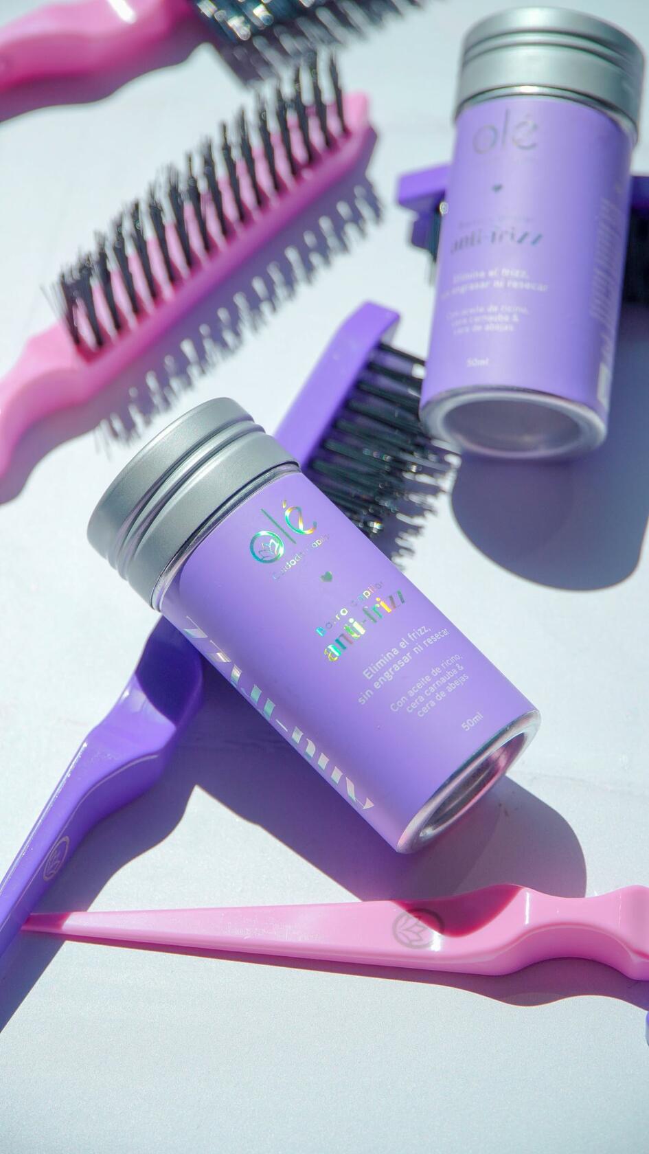 OLÉ Bye Bye Frizz 4 Piece Pack - Detangling Thermoprotector + Anti-Frizz Anti-Humidity Spray + Hair Wax Stick + Uchuva Fruit Oil Hair Treatment