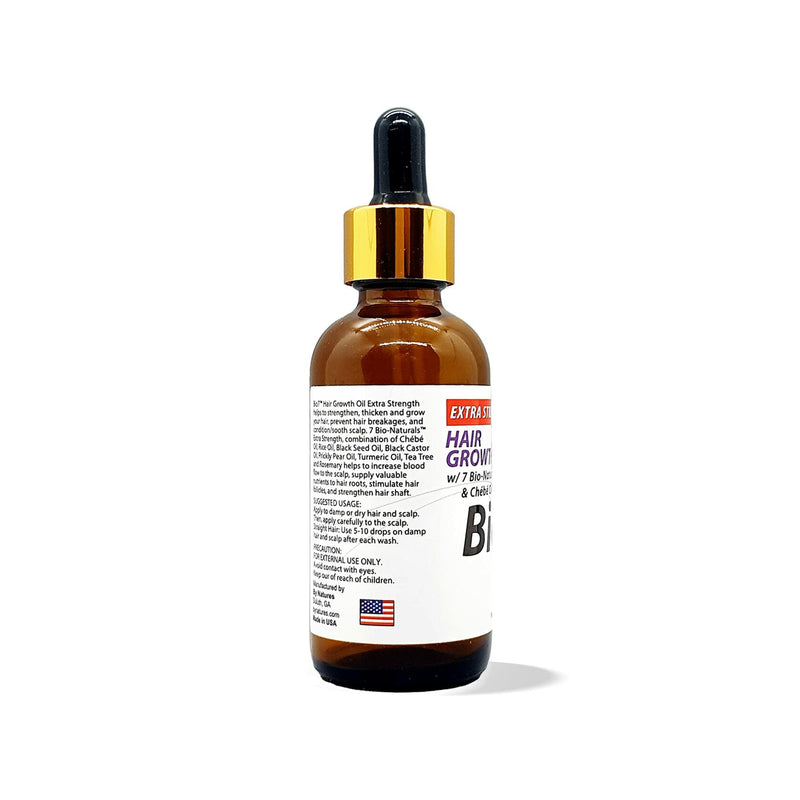 BIO7 EXTRA STRENGTH HAIR GROWTH OIL W/ 7 BIO-NATURALS CHEBE OIL - 2 Fl Oz (2 Pack) - Strengthen, Thicken and Grow Your Hair, Condition Your Scalp, Prevent Hair Breakage, Supply Valuable Nutrients To Hair and Scalp - By Natures