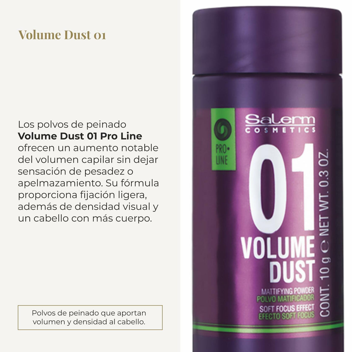 SALERM - Hair Styling Powder - Pro Line Volume Dust 01-10 g - Light Hold - Matte Effect - Adds Extra Volume without Weighing Down the Hair - Leaves No Residue - Long-Lasting