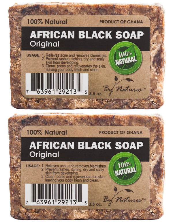 By Natures 100% Natural African Black Soap Original 3.5 Oz (Pack of 2)
