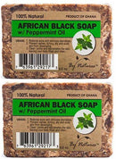 By Natures 100% Natural African Black Soap With Peppermint Oil 3.5 Oz (Pack of 2)
