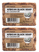 By Natures 100% Natural African Black Soap With Coconut Oil 3.5 Oz (Pack of 2)