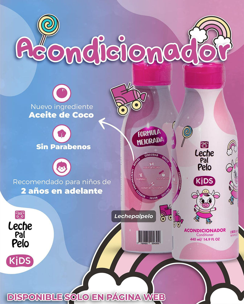 Leche Pal Pelo Kids Complete Hair Care Bundle, Shampoo, Conditioner, Styling Cream 14.9 fl oz