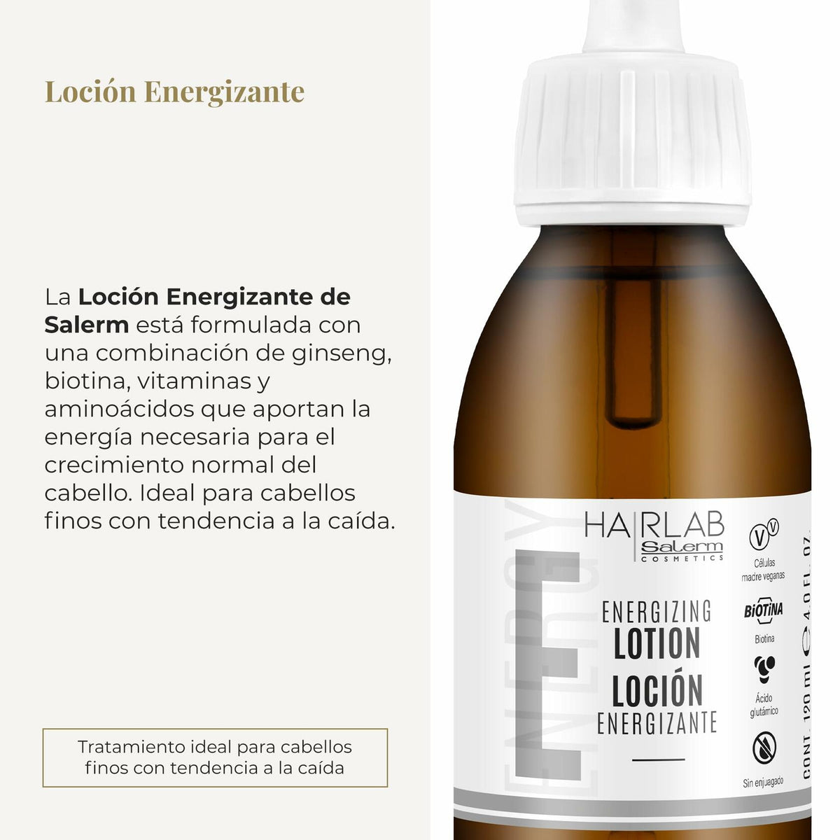 Salerm Hairlab Energizing Lotion Clinically Tested Hair Strengthener, 4.0 Ounce