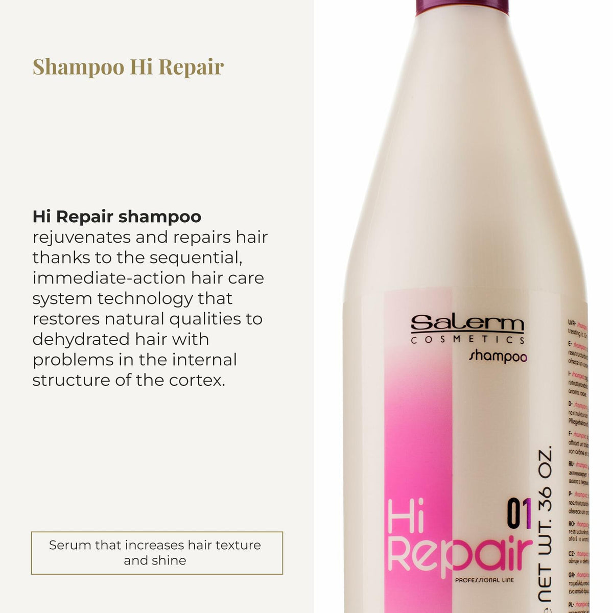 SALERM - Repairing Shampoo - Hi Repair Shampoo - 1000 ml - Deep Hydration for Damaged Hair - Repairs and Rejuvenates - Shinier and Softer Hair - Immediate Effect