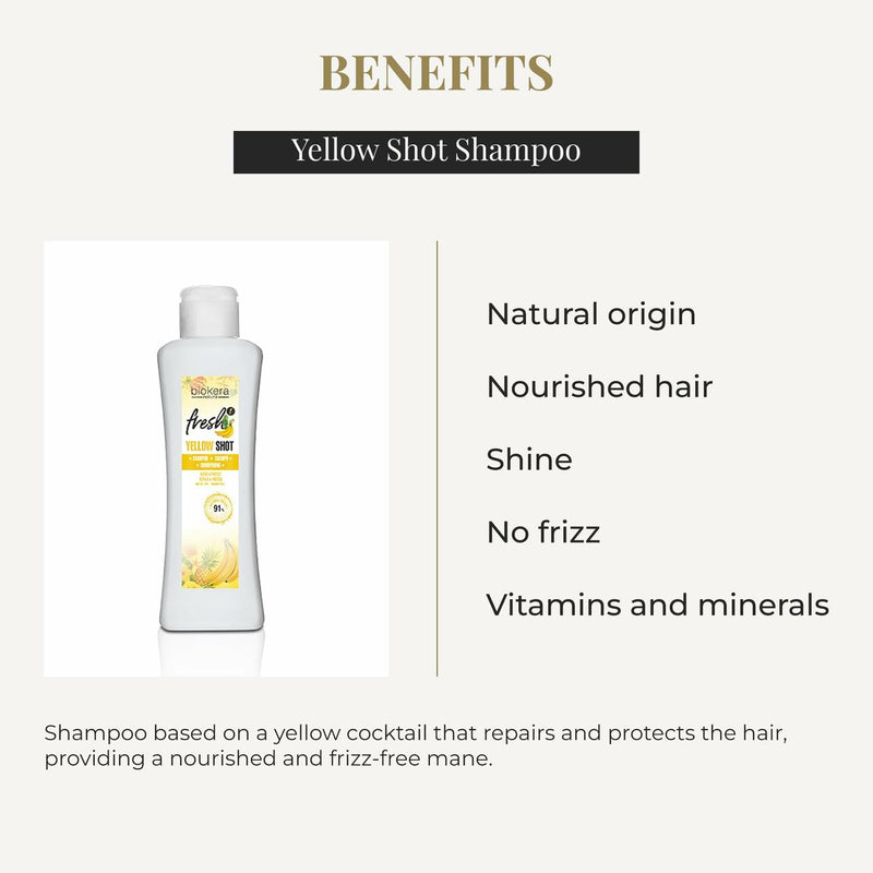 SALERM - Repair Shampoo Yellow Shot - Biokera Fresh - 300 ml - Repairs and Protects - For Shiny, Frizz-Free Hair - Sulfate-Free and Paraben-Free Shampoo