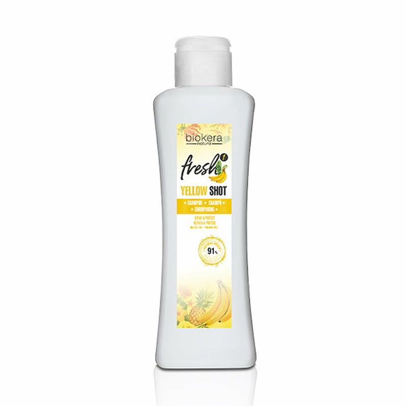 SALERM - Repair Shampoo Yellow Shot - Biokera Fresh - 300 ml - Repairs and Protects - For Shiny, Frizz-Free Hair - Sulfate-Free and Paraben-Free Shampoo