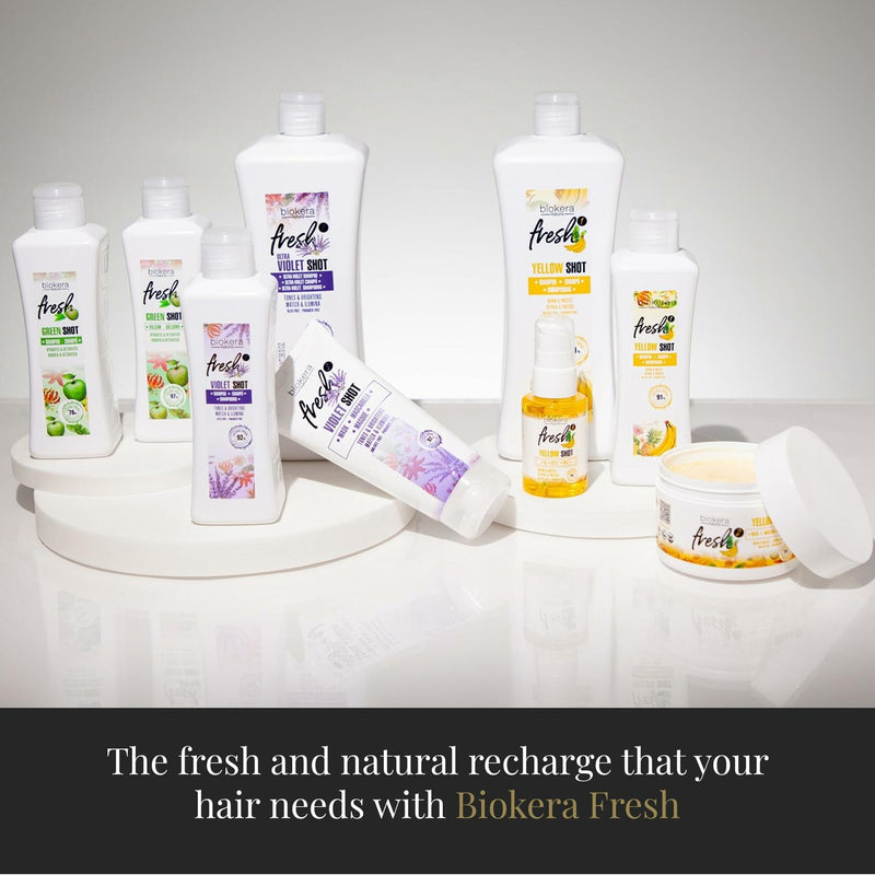 SALERM - Repair Shampoo Yellow Shot - Biokera Fresh - 300 ml - Repairs and Protects - For Shiny, Frizz-Free Hair - Sulfate-Free and Paraben-Free Shampoo